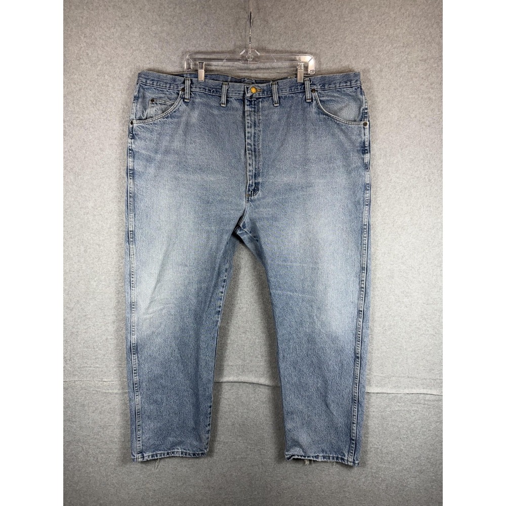 Wrangler Jeans Mens 50x30 Blue Denim Relaxed Fit Distressed Medium Wash 98501SW